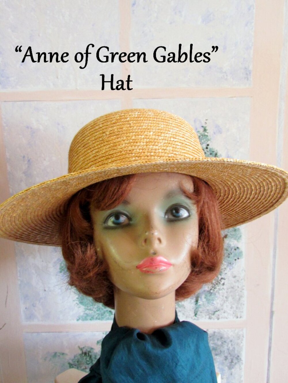 STRAW HAT w WIDE BRIM, "ANNE OF GREEN GABLES" COSTUME, THEATER, PARADE, ANYWHERE